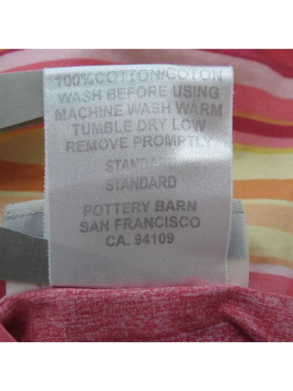 Pottery Barn Full/Queen Duvet Cover 2 Pillow Shams Striped Pink/Orange Cotton